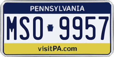 PA license plate MSO9957