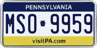 PA license plate MSO9959