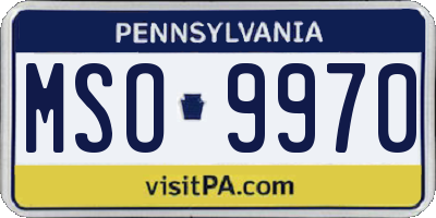 PA license plate MSO9970