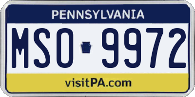 PA license plate MSO9972