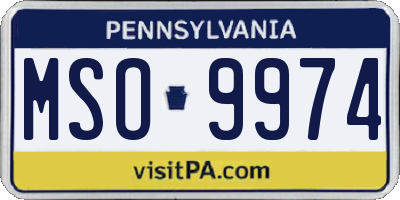 PA license plate MSO9974