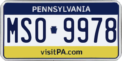 PA license plate MSO9978