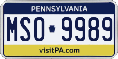 PA license plate MSO9989