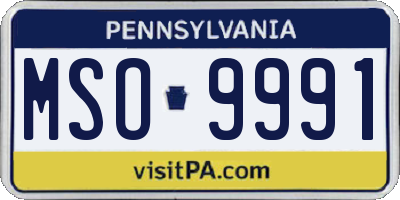 PA license plate MSO9991