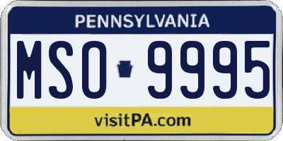 PA license plate MSO9995
