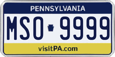 PA license plate MSO9999