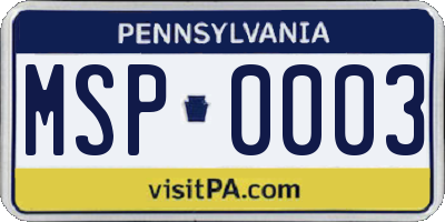 PA license plate MSP0003