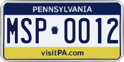 PA license plate MSP0012