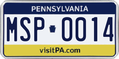 PA license plate MSP0014