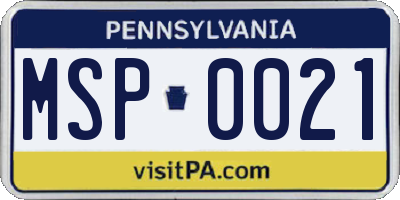PA license plate MSP0021