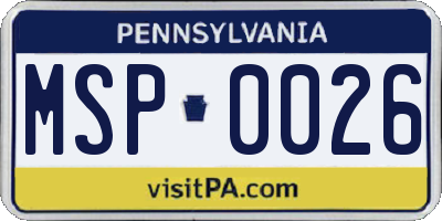PA license plate MSP0026