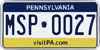 PA license plate MSP0027
