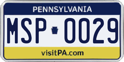 PA license plate MSP0029