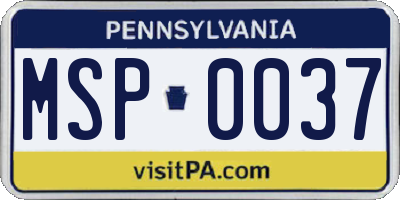 PA license plate MSP0037