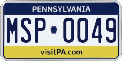 PA license plate MSP0049