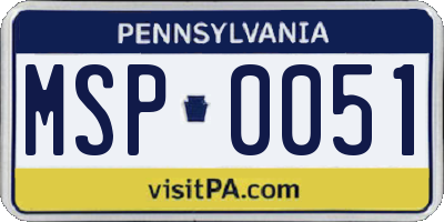 PA license plate MSP0051