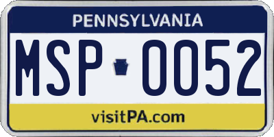 PA license plate MSP0052