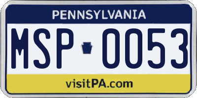 PA license plate MSP0053