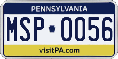 PA license plate MSP0056