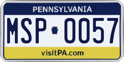 PA license plate MSP0057