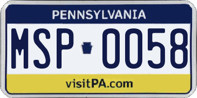 PA license plate MSP0058