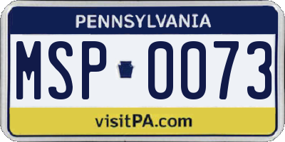 PA license plate MSP0073