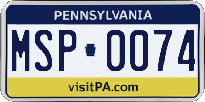 PA license plate MSP0074