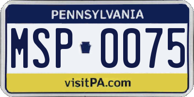 PA license plate MSP0075