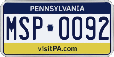 PA license plate MSP0092