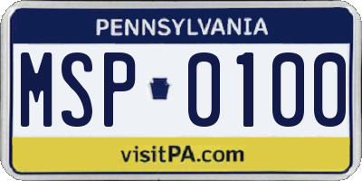 PA license plate MSP0100