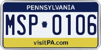 PA license plate MSP0106