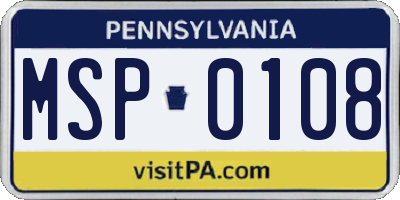 PA license plate MSP0108