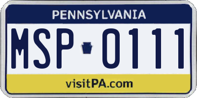 PA license plate MSP0111