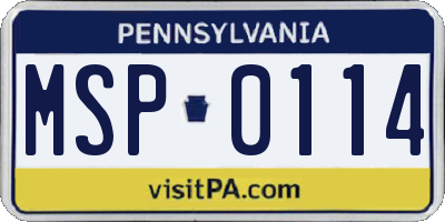 PA license plate MSP0114