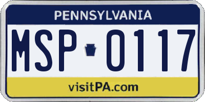 PA license plate MSP0117