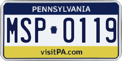 PA license plate MSP0119