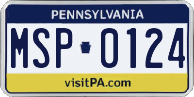 PA license plate MSP0124