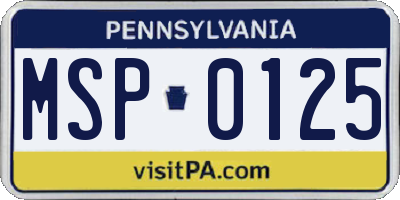 PA license plate MSP0125