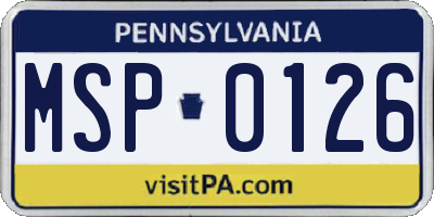 PA license plate MSP0126