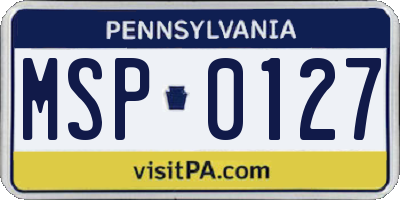 PA license plate MSP0127
