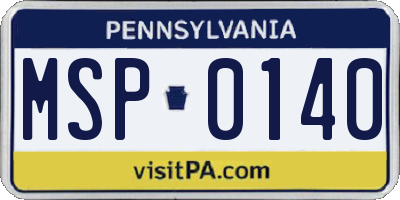 PA license plate MSP0140