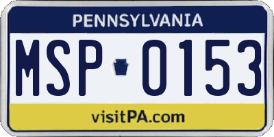 PA license plate MSP0153
