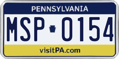 PA license plate MSP0154