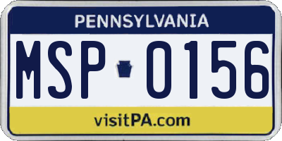 PA license plate MSP0156