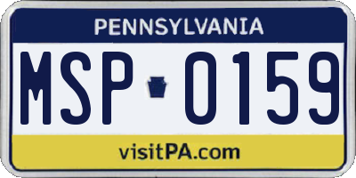 PA license plate MSP0159