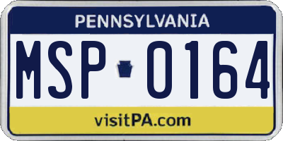 PA license plate MSP0164