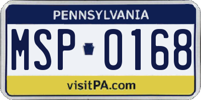 PA license plate MSP0168