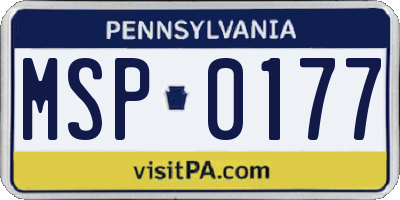 PA license plate MSP0177
