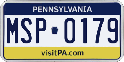 PA license plate MSP0179