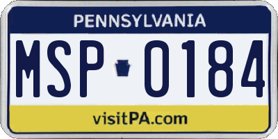 PA license plate MSP0184